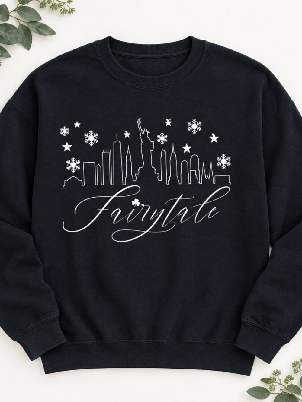 NYC Skyline Fairytale Christmas Sweatshirt New York Winter Holiday Pullover